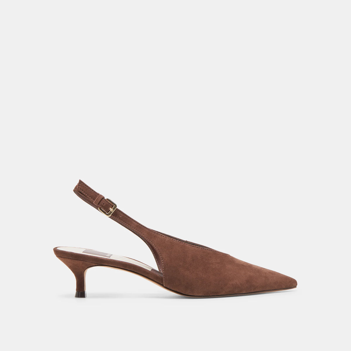 Aleena Dark Brown Suede Kitten Heel