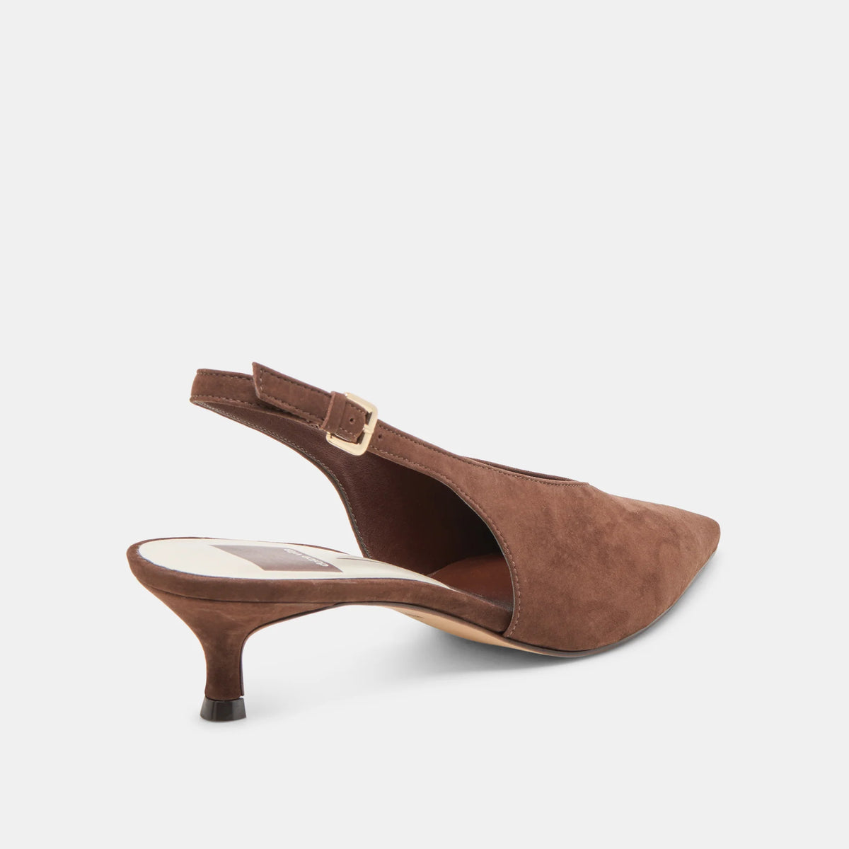 Aleena Dark Brown Suede Kitten Heel