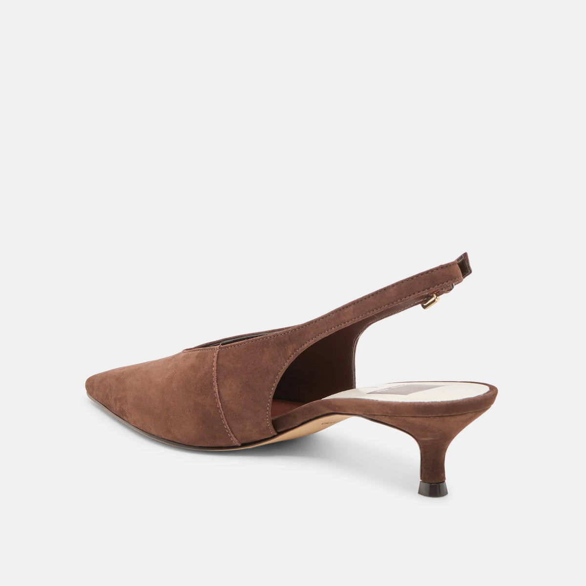 Aleena Dark Brown Suede Kitten Heel