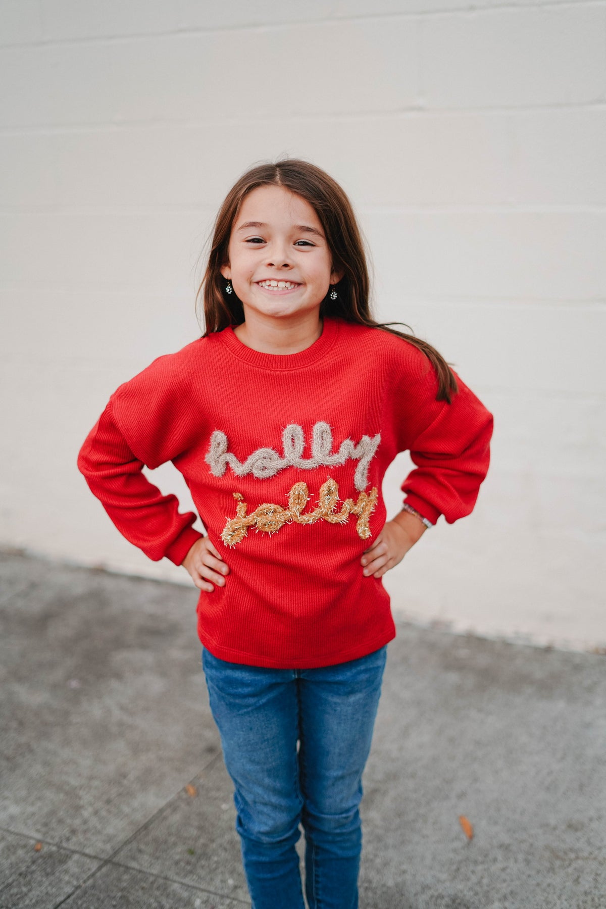 Girls Holly Jolly Sweater Top