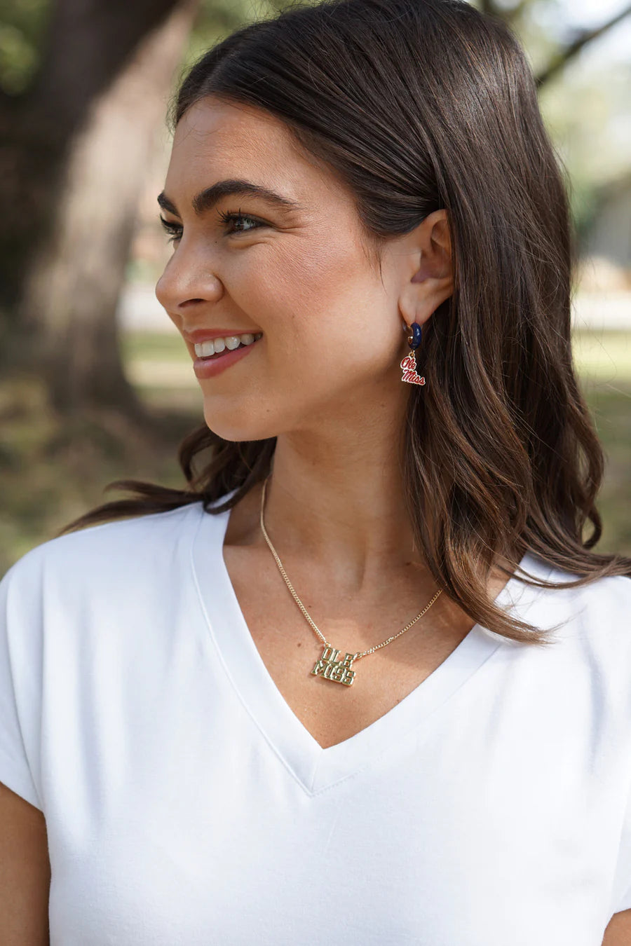 Canvas Style Ole Miss Huggie Hoop Earring