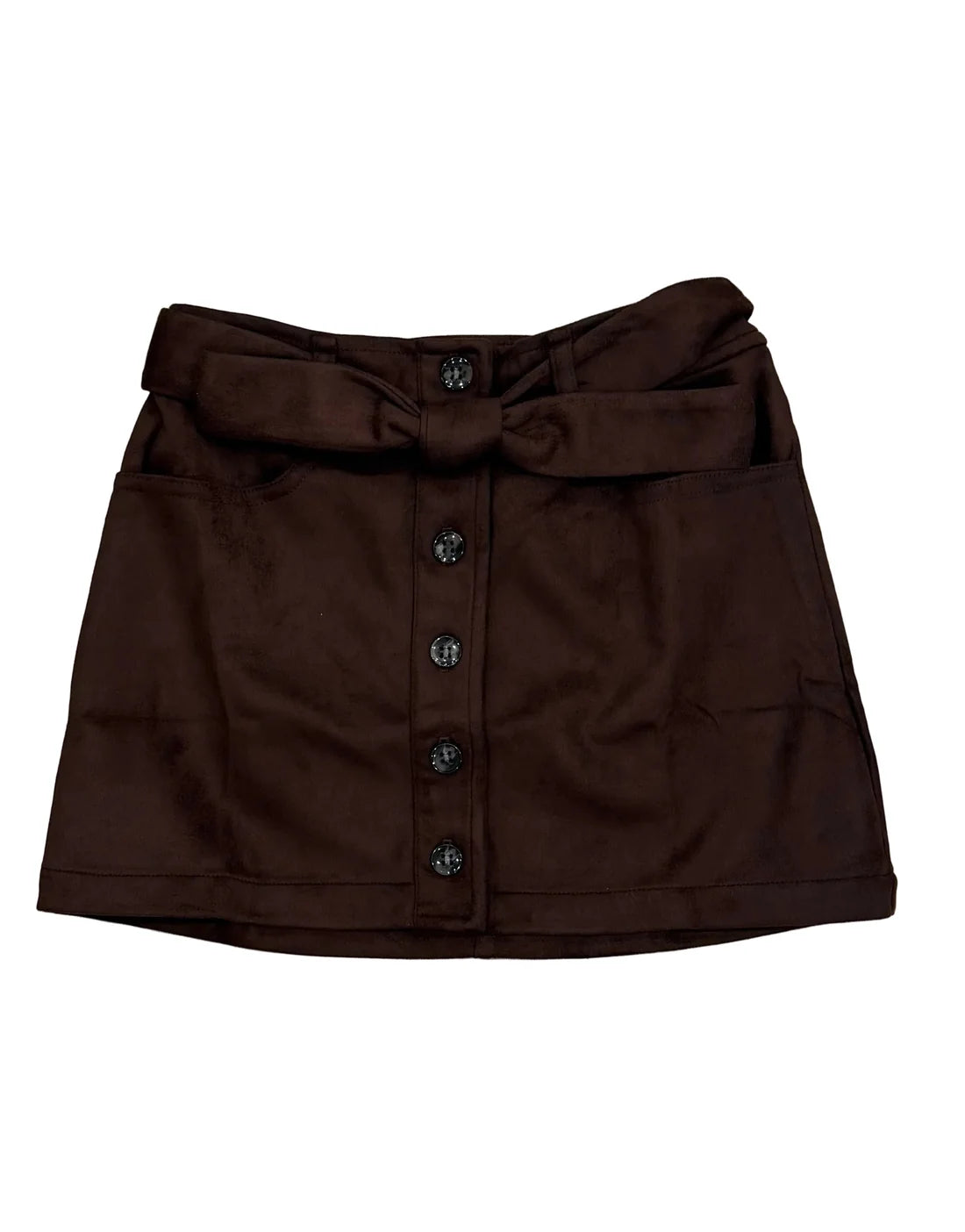 Brown suede skirt on white background