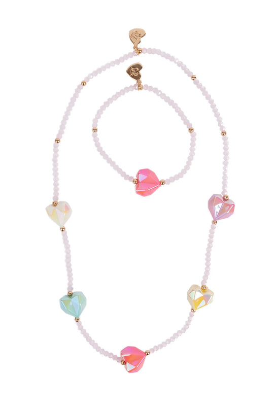 Heart Geode Necklace & Bracelet Set
