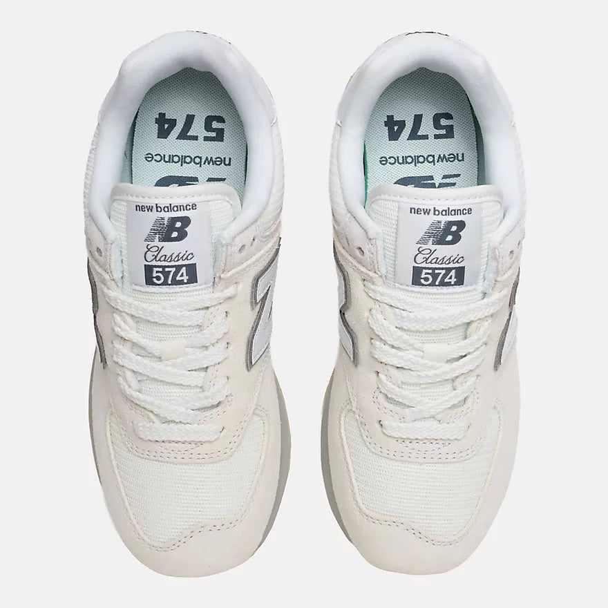 White and cream sneaker on white background 