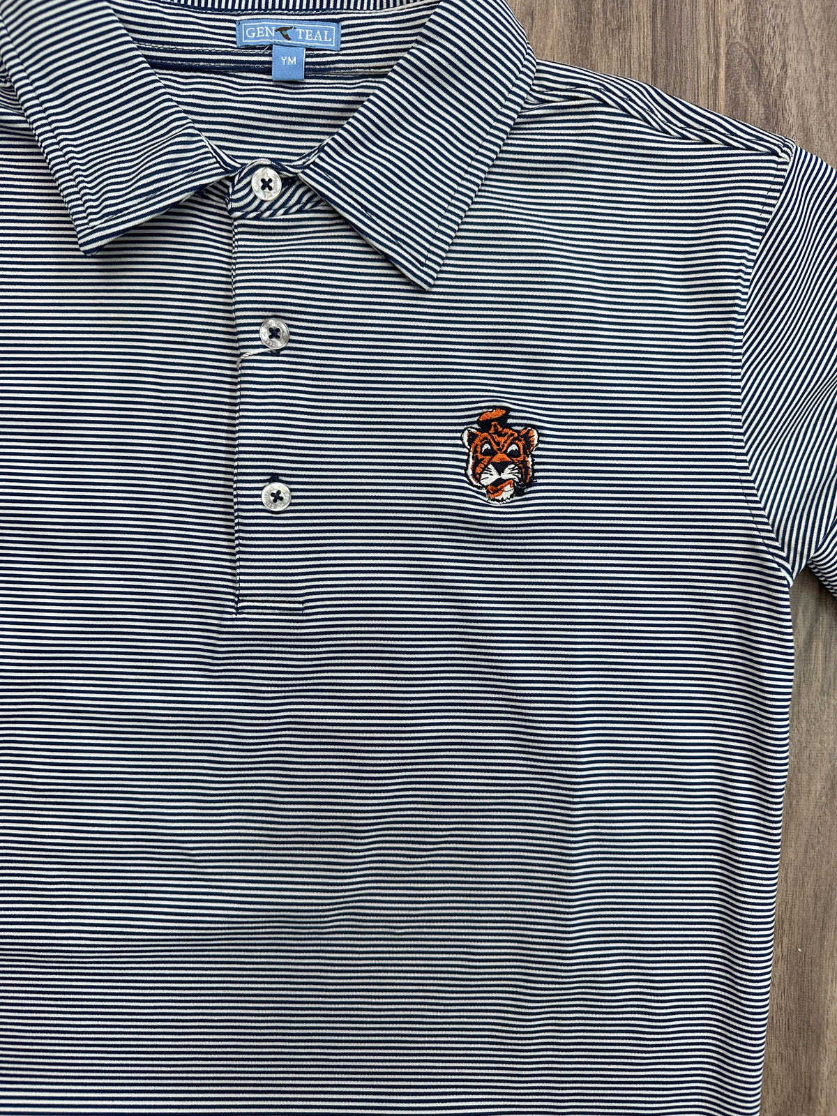 Gen Teal Aubie Pinstripe Performance Polo Youth