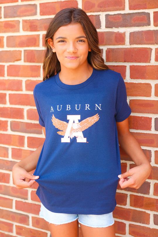 Youth Scarlet Auburn Throwback S/S Shirt