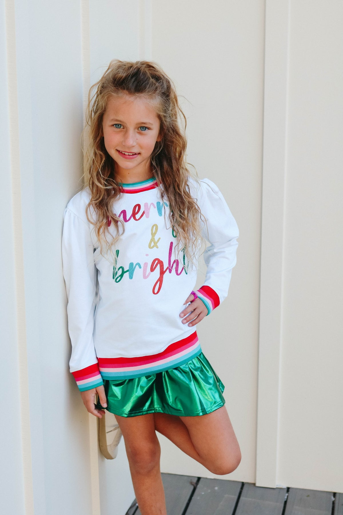 Azarhia Holly Sweatshirt Glitter Merry &amp; Bright Christmas