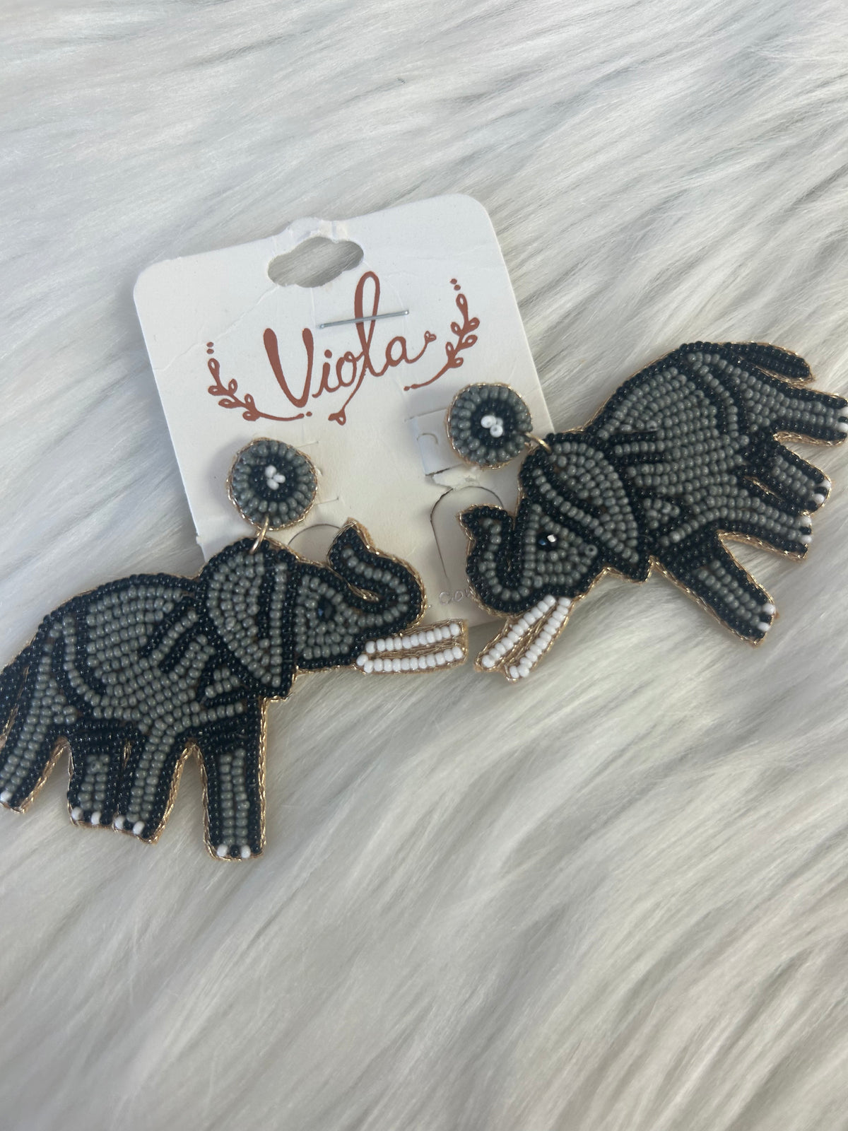 Joia Beaded Elephant Earrings