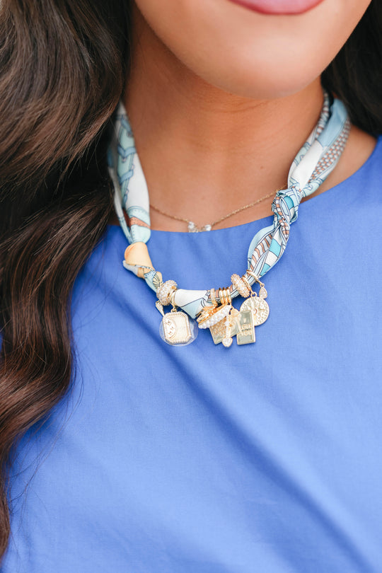 Multi Charm Scarf Necklace