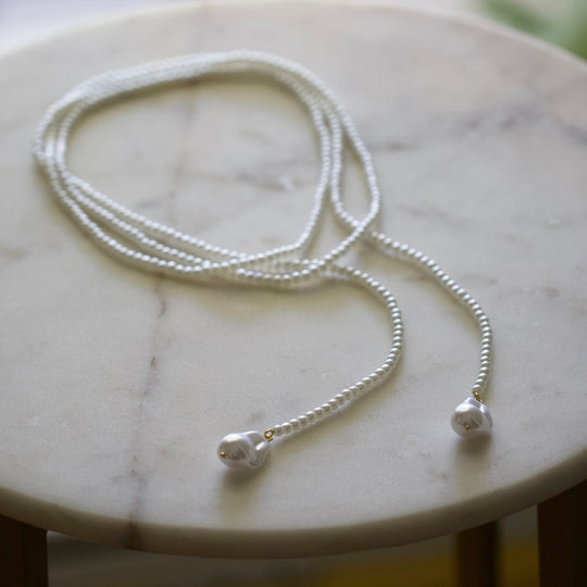 Pearl Lariat Wrap Necklace