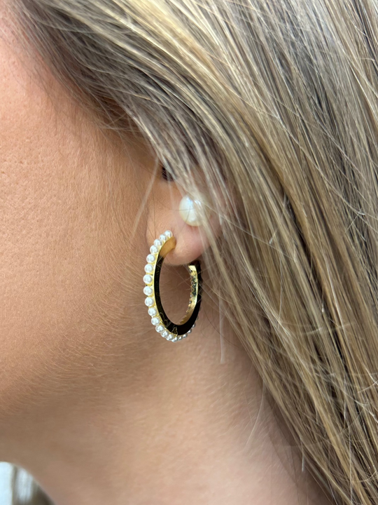 Kiki and Livy Dainty Pearl Hoops