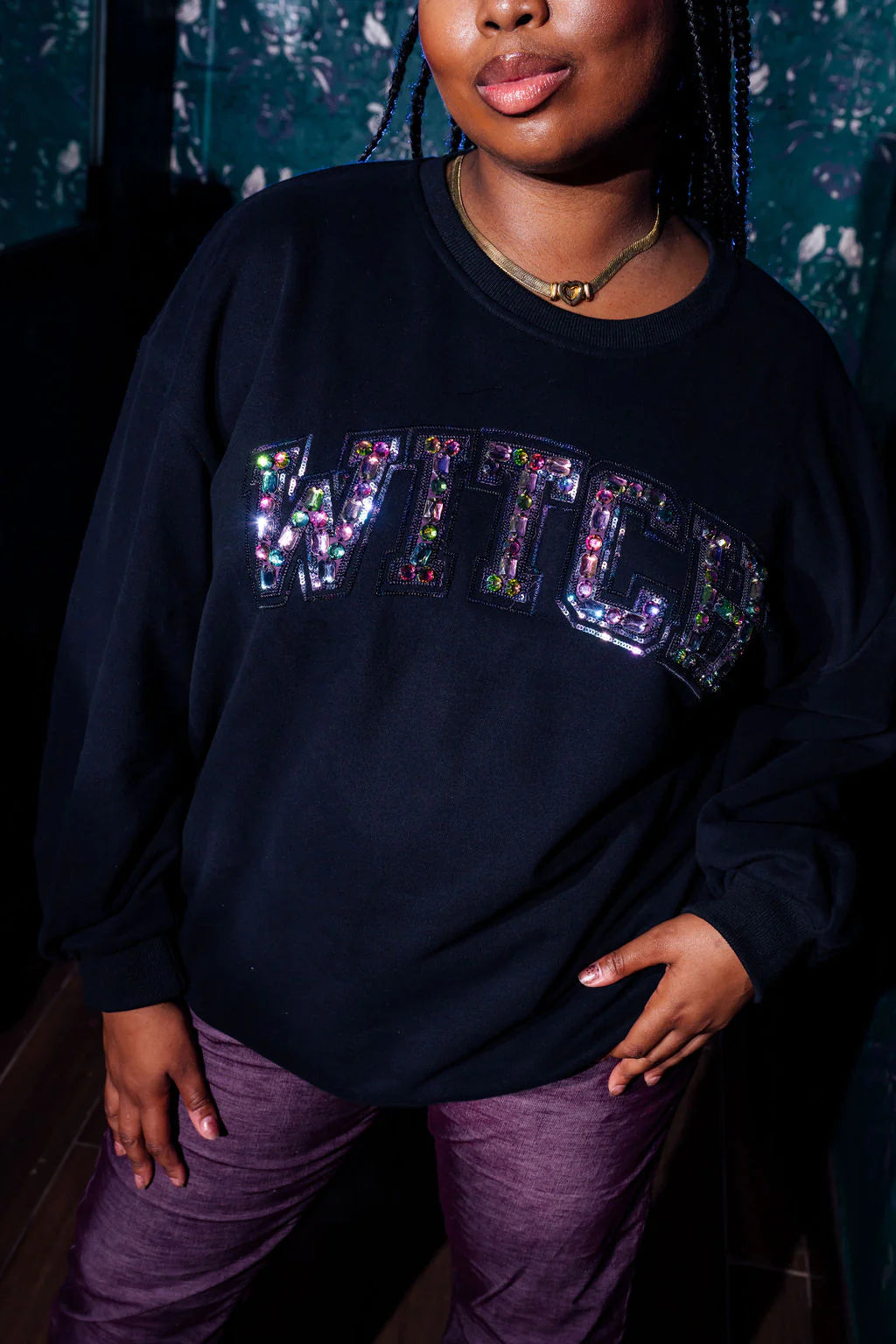 QOS Jeweled Witch Sweatshirt