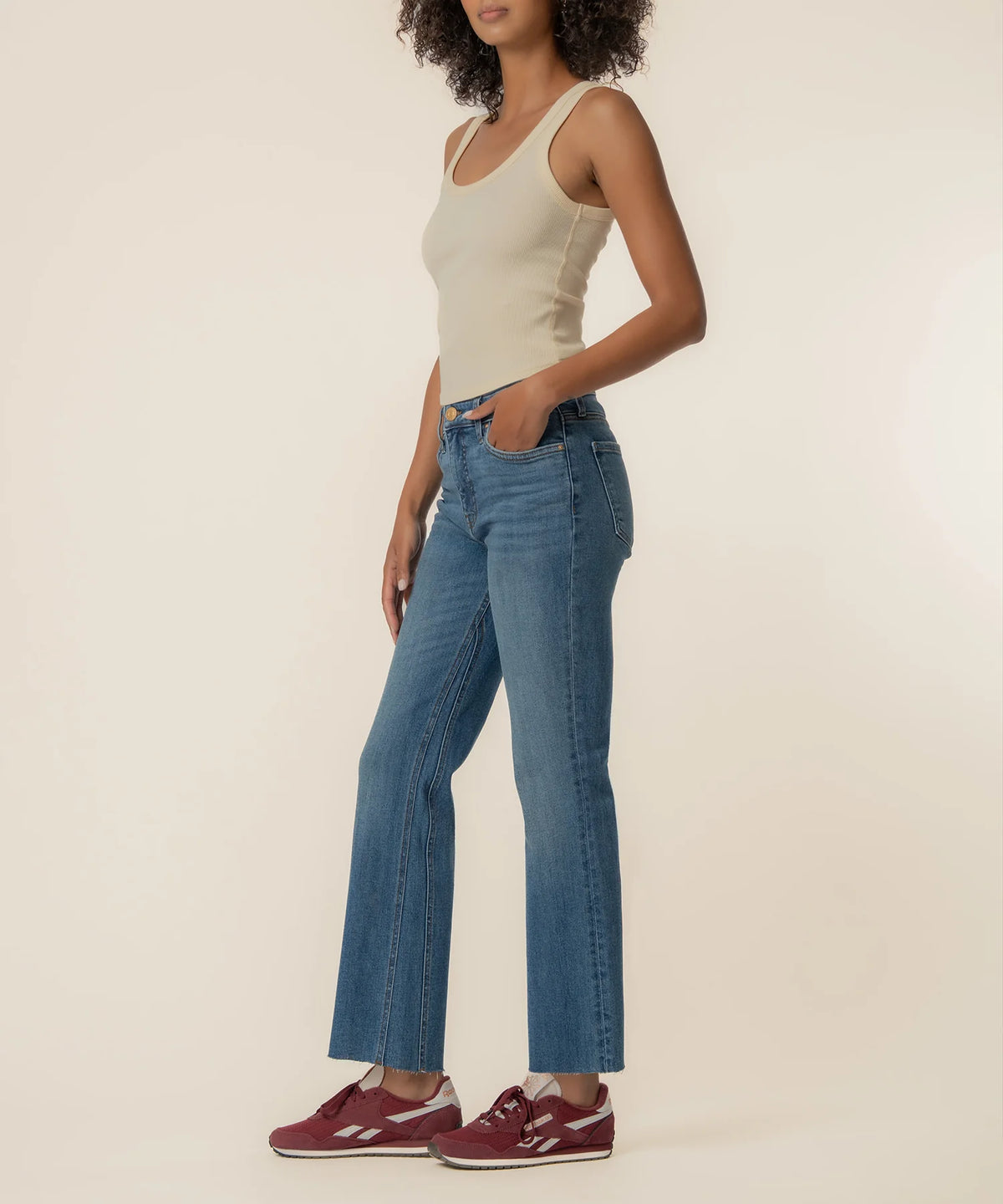 Kut Kelsey High Rise Fab AB Ankle Flare Raw Hem