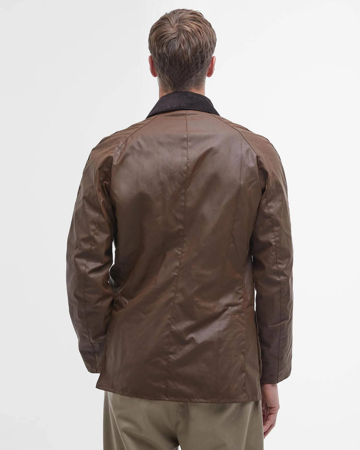 Man modeling brown coat