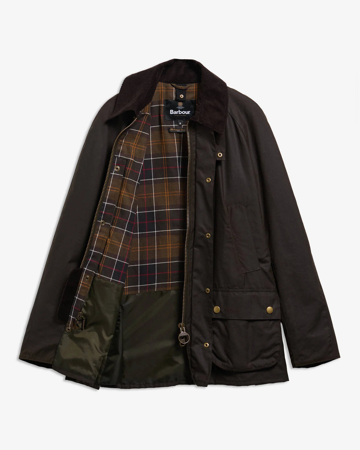 Olive green coat with plaid lining
