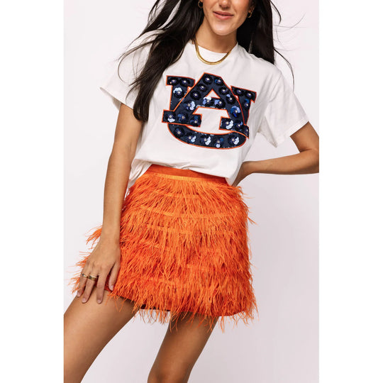 Queen Of Sparkles Auburn Mascot Sequin Flower Tee
