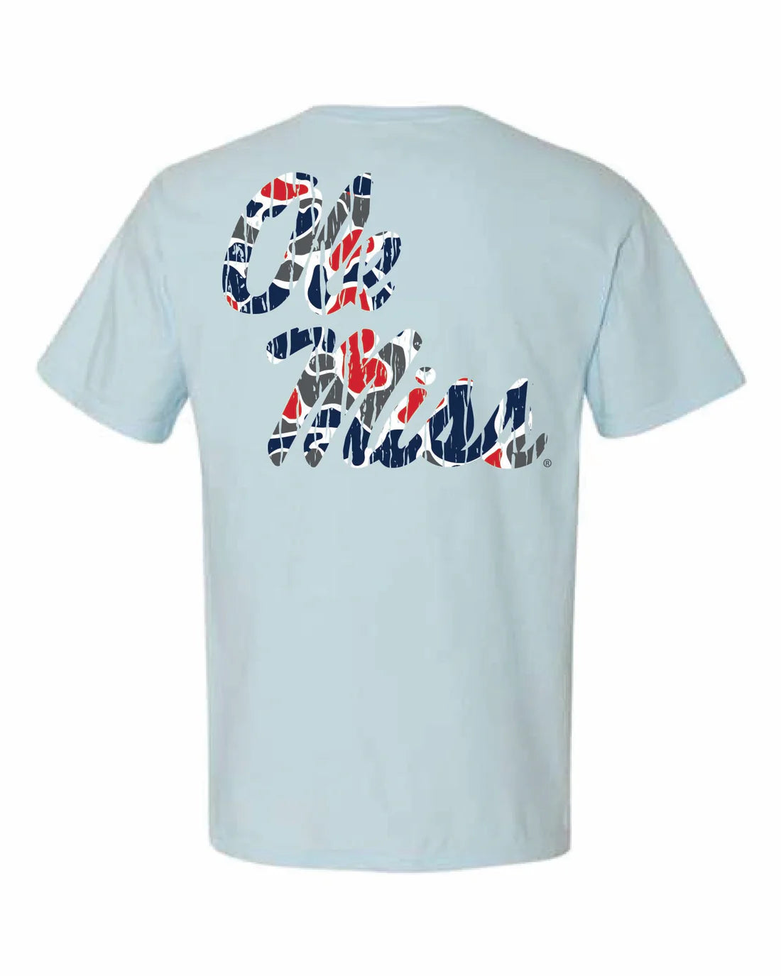 Speckle Bellies Ole Miss Script Camo Tee