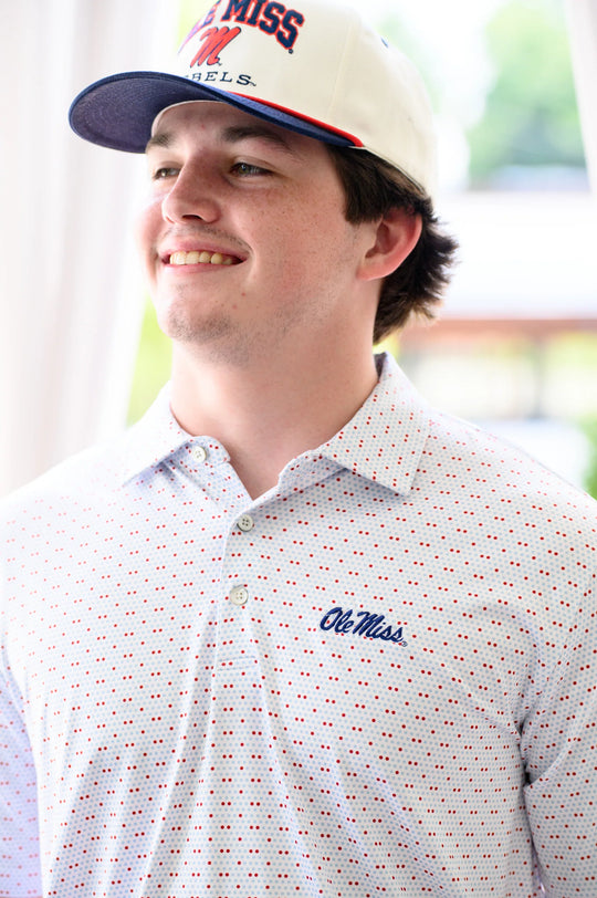 Ole Miss Script Team Dot Polo