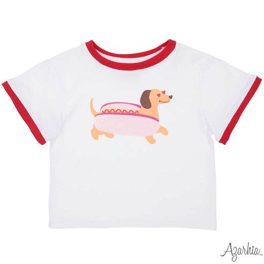 Azarhia Glitter Valentine Hot Dog Boxy Tee