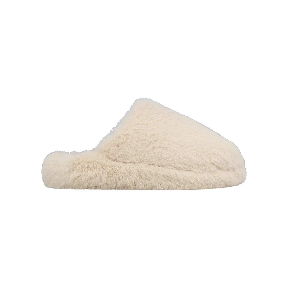  Ivory fluffy house shoe on a white background