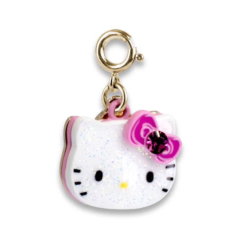 Hello Kitty charm with gold top on a white background