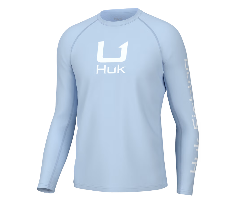 Huk Men's Icon Crew Long Sleeve Fishing Shirt - Ice Water - Medium