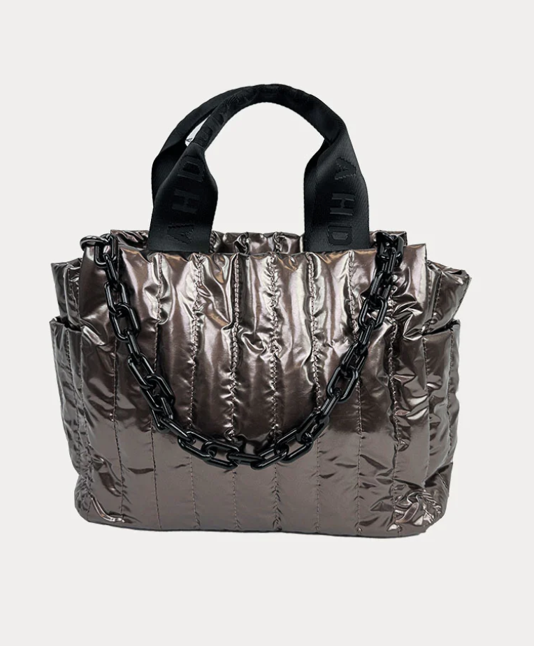 Ahdorned Rosie Quilted Tote W/Black Resin Chain