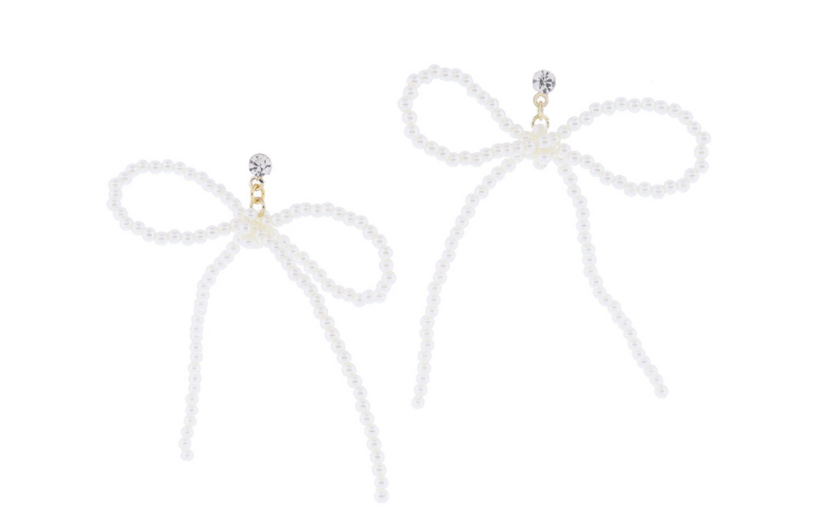 Jane Marie Pearl Beaded Bow Earrings