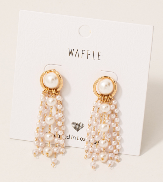 Pearl Chain Fringe Dangle Earrings