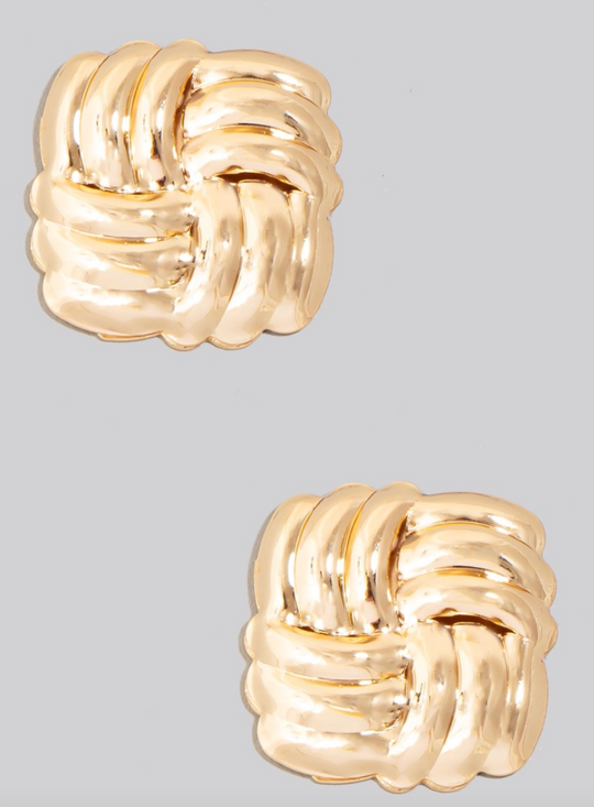 Metallic Square Weave Stud Earrings