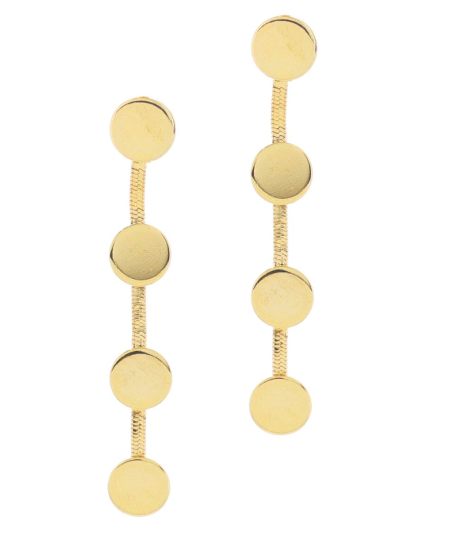 Jane Marie Herringbone Chain with Gold Disc Earrings