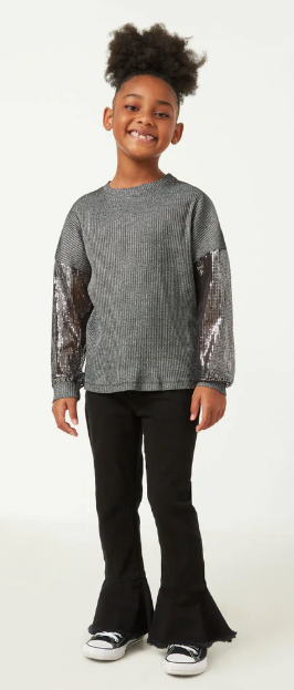 Sequin Sleeve Youth Top