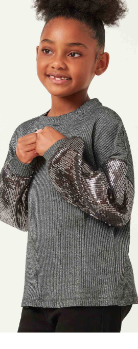 Sequin Sleeve Youth Top