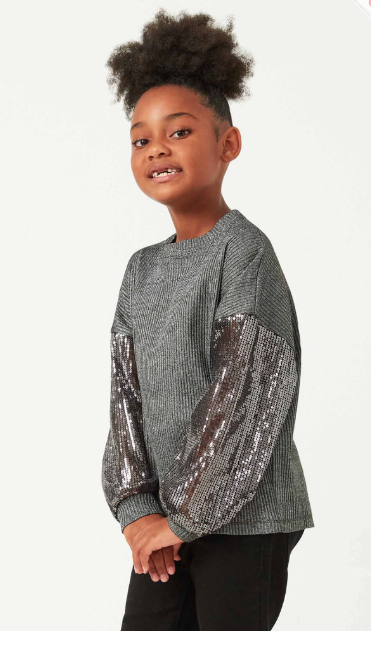 Sequin Sleeve Youth Top