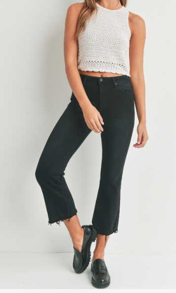 Just Black Cropped Flare Jean