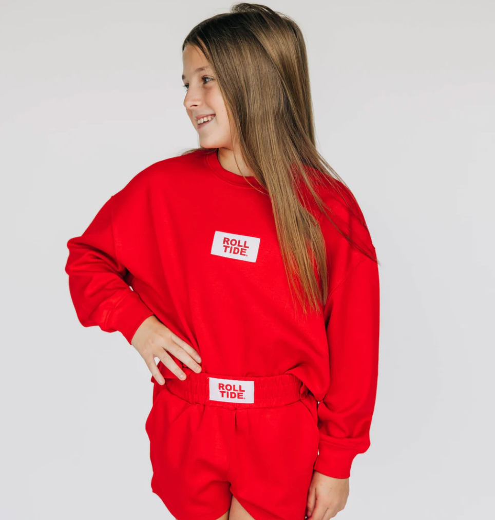Girls' Scarlet & Gold Roll Tide Ava Airy Crewneck