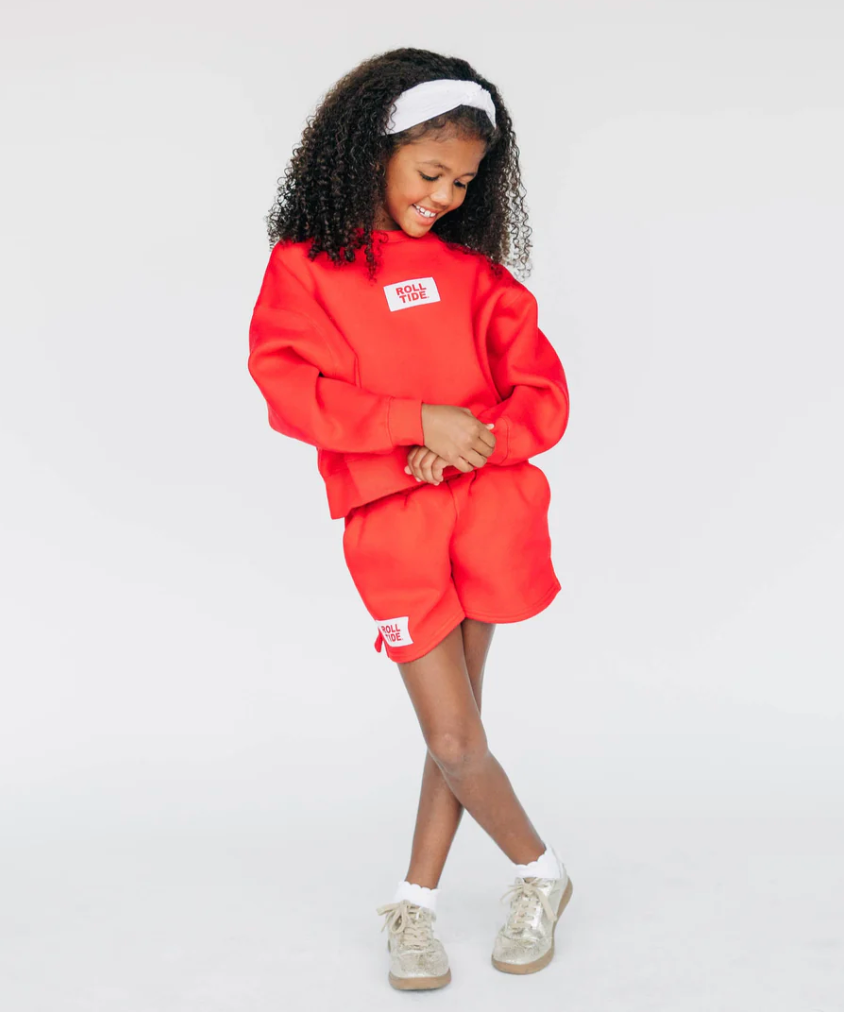 Girls' Scarlet & Gold Roll Tide Drop Shoulder Sweatshirt