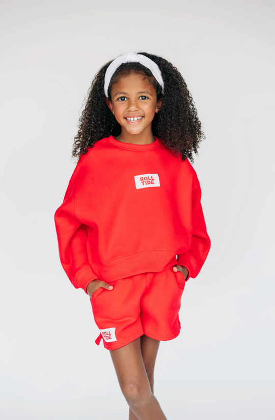 Girls' Scarlet & Gold Roll Tide Drop Shoulder Sweatshirt