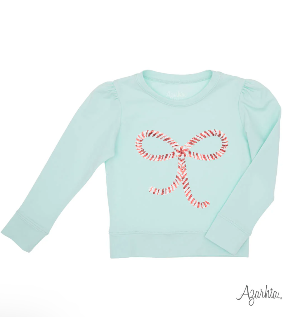 Girls' Azarhia Candy Cane Bow Sequin Top