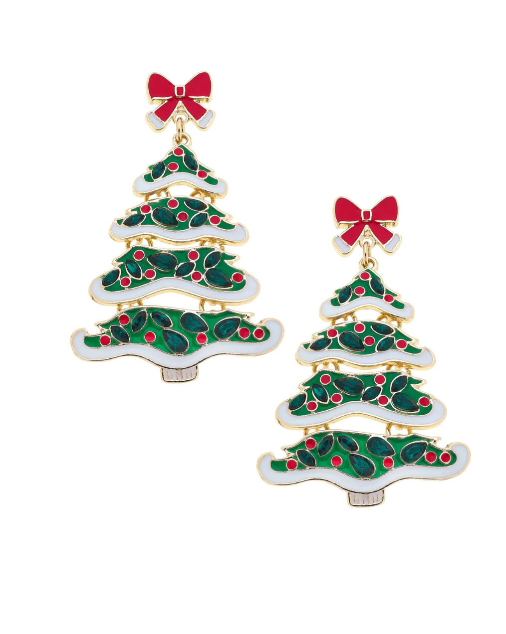Canvas Style Bejeweled Christmas Tree Earring
