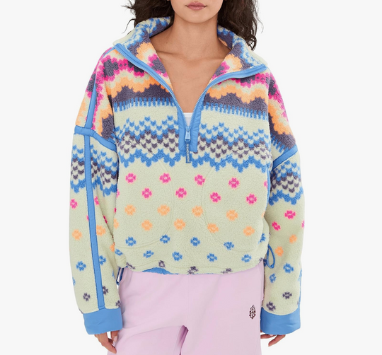 Free People Mountain High 1/2 Zip Printed