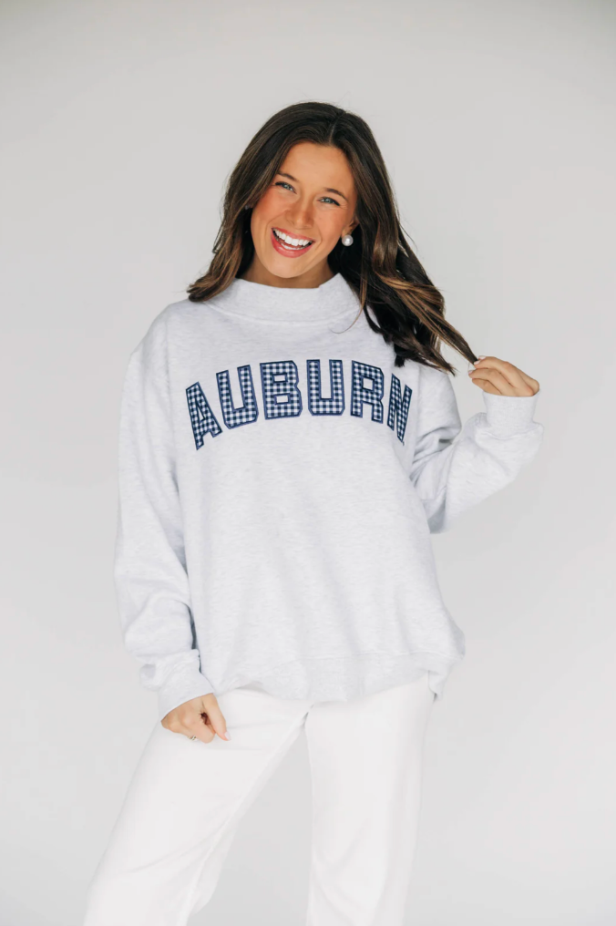 Scarlet & Gold Auburn Mallory Gingham Mockneck