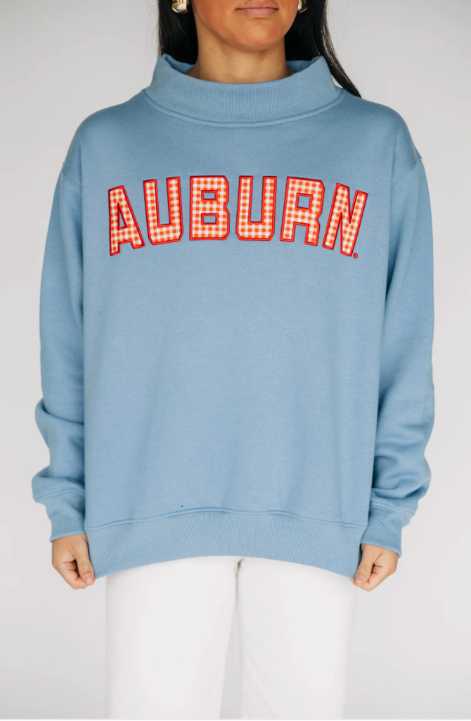 Scarlet & Gold Auburn Mallory Gingham Mockneck