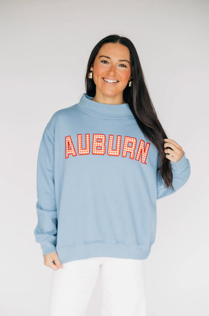 Scarlet & Gold Auburn Mallory Gingham Mockneck