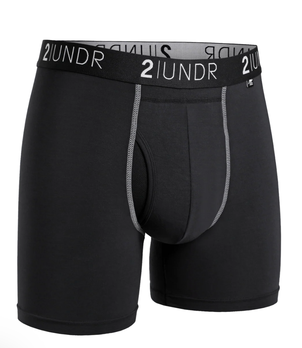 pair of black underwear on a white background