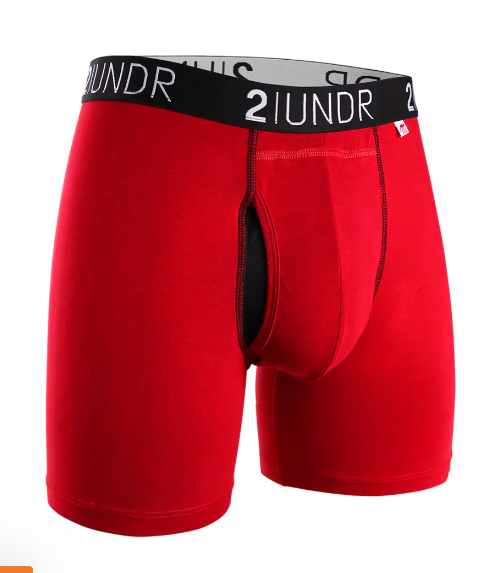 pair of red underwear on a white background