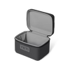 Black YETI lunch box with open lid on a white background