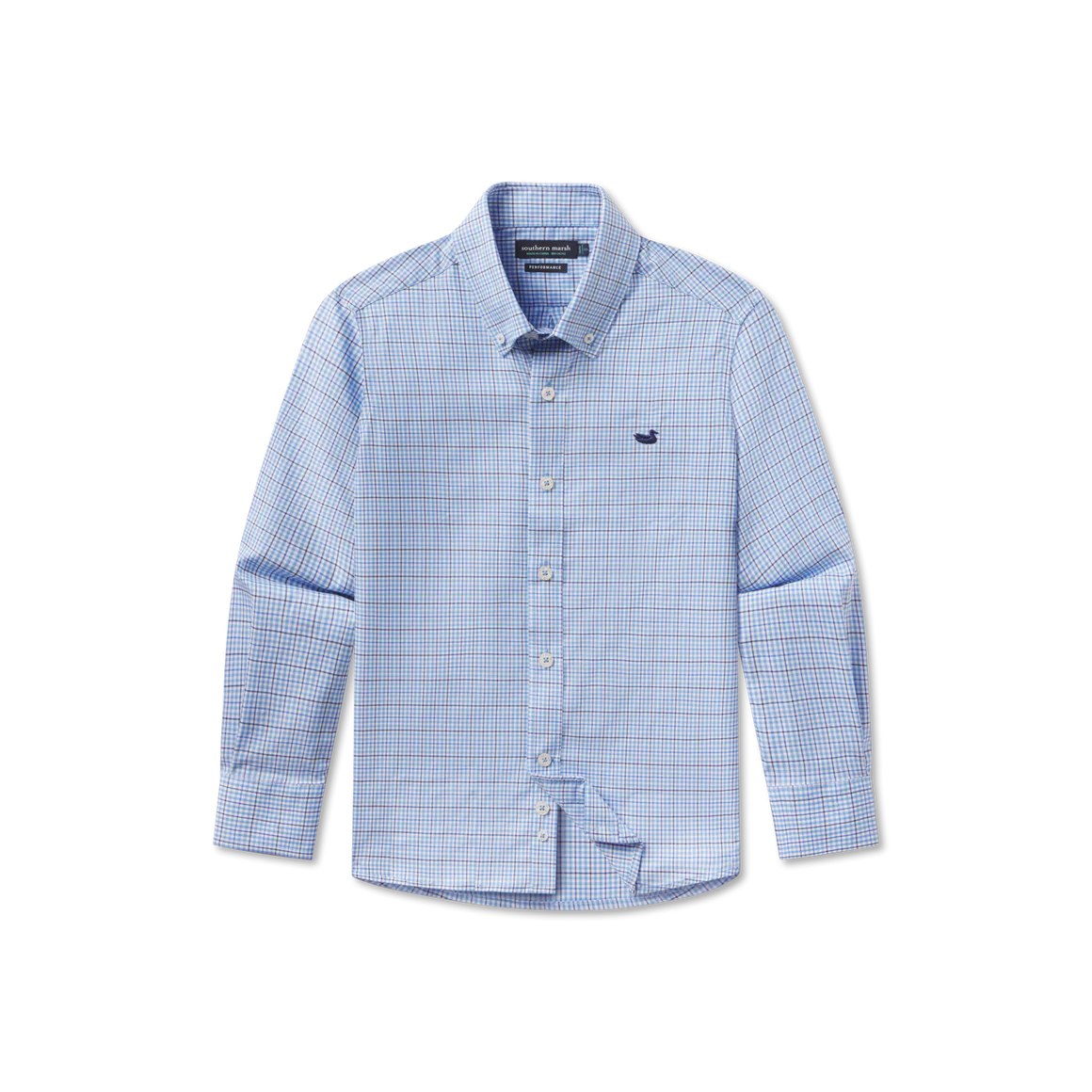 Youth Dyer Performance Gingham Dress Shirt French Blue & Navy / Youth Medium