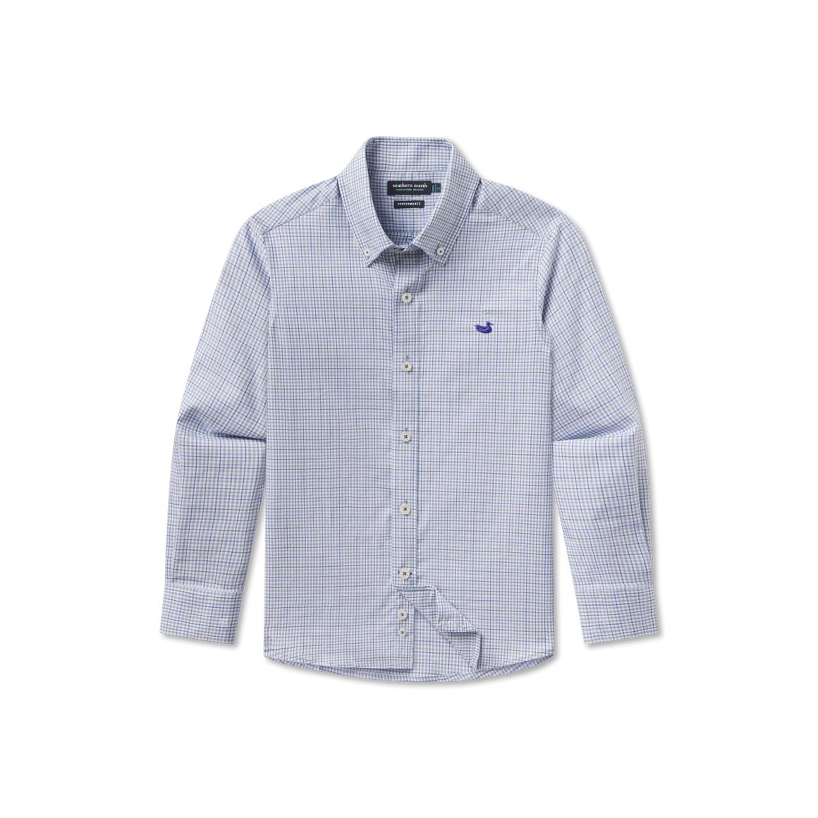 Southern Marsh Youth Dyer Performance Gingham Dress Shirt French Blue & Navy / Youth XL Southern Marsh Youth Dyer Performance Gingham Dress Shirt French Blue & Navy / Youth XL