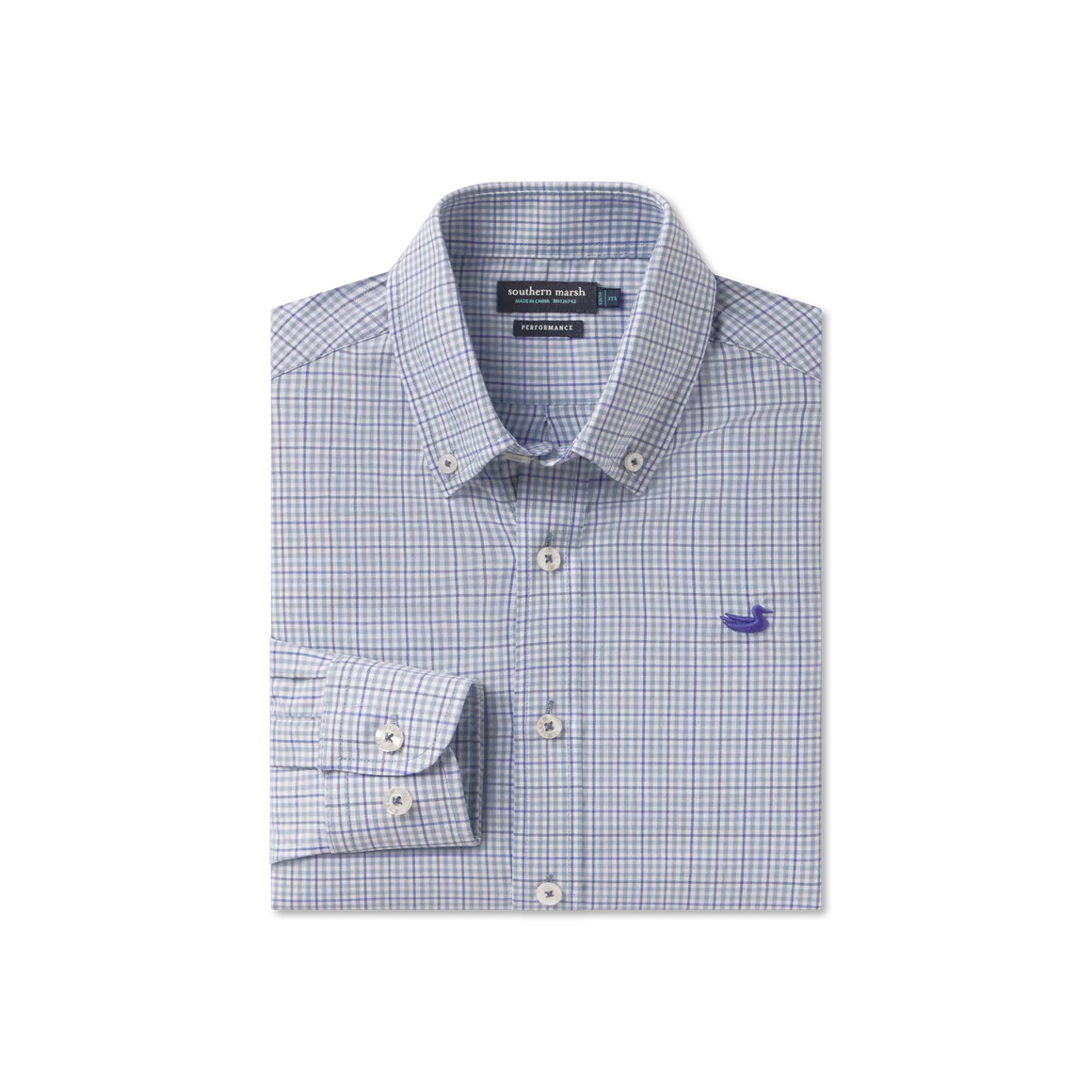 Southern Marsh Youth Dyer Performance Gingham Dress Shirt French Blue & Navy / Youth XL Southern Marsh Youth Dyer Performance Gingham Dress Shirt French Blue & Navy / Youth XL